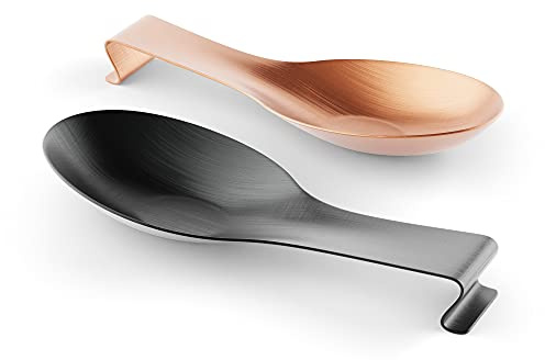 Antiope Design®️ ● Set mit 2 Löffelablage ● Kochlöffelablage aus Edelstahl ● Küchen Gadgets in Schwarz und Kupfer