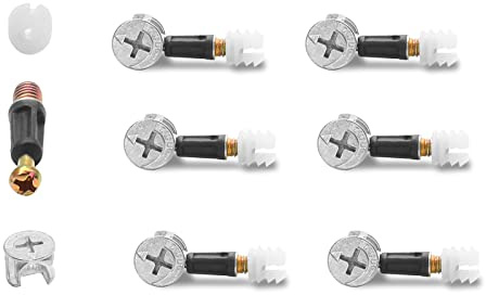 Jersvimc 10 Set 32mm Cam Screw Dowel for Furniture Connecting, 3 in 1 Cam Lock Nut Set 15mm Connector Bolt Fitting Cabinet Pre-Inserted Nut for Drawer Dresser