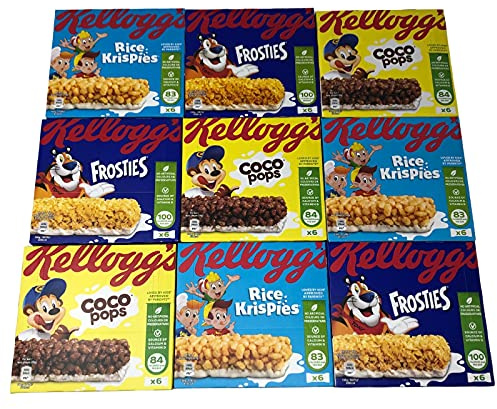Multiple Kelloggs Coco Pops Bars 20g x18 Bars Rice Krispies Bars 20g x18 Frosties Bars 20g x18 Multipack Cereal Bars Bulk Buy (54 Bars Total)