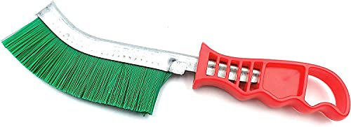 Kombi Spazzola Nylon Pvc Rigida Curva Fili Ondulato Dorso Metallo Manico Plastica Ergonomico, Spazzola Mano Pvc Nylon Rigido Ideale Pulizia Materiali Delicati Saldatura Ruggine