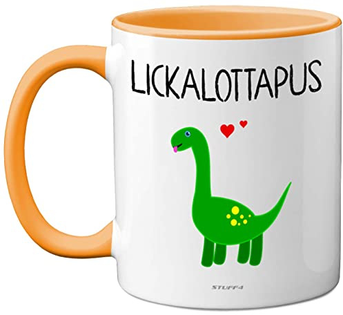 Stuff4 Lesbian Gifts for Girlfriend, Lickalottapus Dinosaur Mug | Anniversary Mug Birthday Gift for Her, Valentines LGBT Gay Lesbian Gifts Adults 11oz Ceramic Yellow Premium