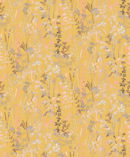 Vliestapete 10258-03 Casual Chic Wildblumen Gelb Beige Apricot
