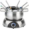 Clatronic® Fondue-Set | Fonduetopf aus Edelstahl (Ø 18,5 cm) | bis zu 1,2 Liter | Heizsockel aus Edelstahl | Thermostat (beleuchtet) | 8 Edelstahl Fonduegabeln | Gabelhalter (abnehmbar) | FD 3783