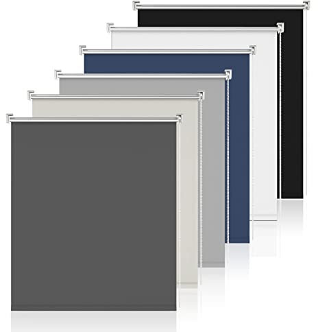 Verdunklungsrollo Klemmfix Rollo ohne Bohren Dunkelgrau B45 x H130cm-Stoffbreite 40cm Fenster Verdunkelung Jalousie Jalousien Sonnenschutz Fenster innen ohne Bohren