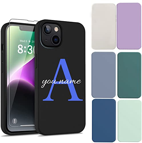 TIANDIMY Personalisierte Individuelle Ihr Name Handyhülle für iPhone 13, individuelle Soft Hülle eigener Text für iPhone 13, Benutzerdef inierte Farbe Name Buchstabe Initialen Case