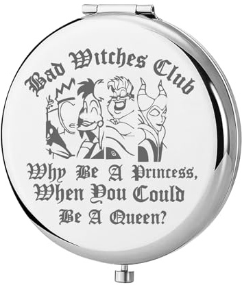 KEYCHIN Villains Club Taschenspiegel Evil Queen Fans Geschenke Bad Witches Club When Be A Princess When You Could Be A Queen Kompakter Make-up-Spiegel (Bad Witches-S)