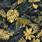 HotDecor Selbstklebende Tapete Gold Schwarz Klebefolie Goldene Blätter Muster 60 X 1000CM Tapete Dschungel für Schlafzimmer Wohnzimmer Dekofolie Möbelfolie Schwarz Gold PVC Folie Küchenschränke