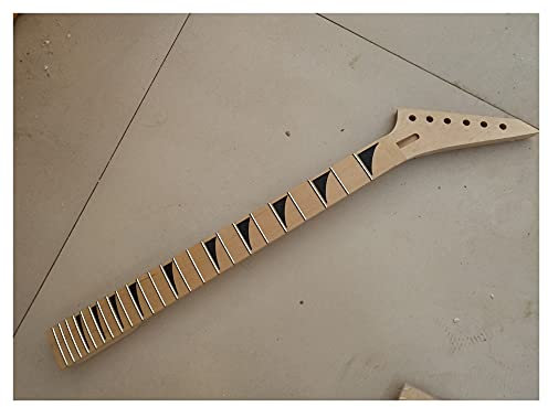 CAZARU Unfertiger E-Gitarrenhals 24 Bünde Ahornteile Gitarrenhals für Ersatzteile von Musikinstrumenten