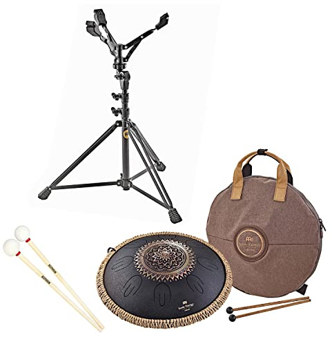 MEINL Sonic Energy OSTD1BKE Oktave Steel Tongue Drum D Kurd + Handpan-Ständer + keepdrum Schlägel