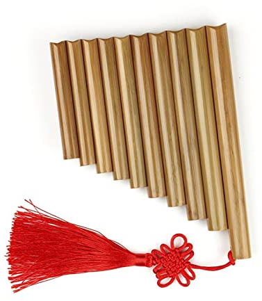Panflöte Panflöte 10 Pfeifen Natürliches Bambus-Blasinstrument Panflöte G-Taste Handgefertigt Traditionelle Blasinstrumente