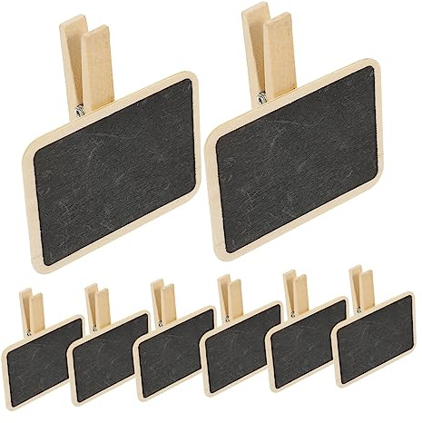 10pcs Wooden Blackboard Clip Mini Rectangle Chalkboards with Clips for Messages Garden Labels and Party Decorations for Craft Projects and Food Information