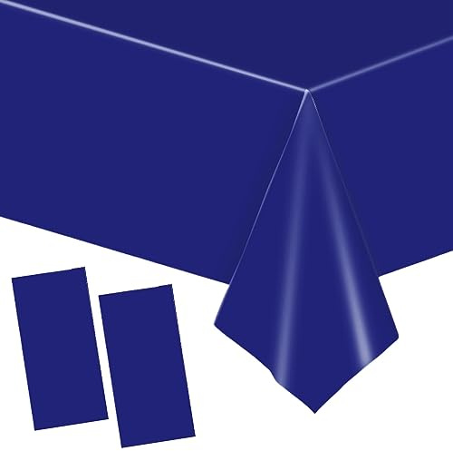 YAAVAAW Tovaglia in plastica blu navy, 137 x 274 cm, 2 pezzi, blu scuro, decorazione per la tavola, per feste di compleanno, picnic, sala da pranzo