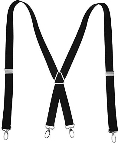 TOPINCN Mens Suspenders Pants Suspenders Strap Hook Adult Hook Type Cross 1.0X43.3In 2.5X110Cm Men Suspenders Trousers Buckles (Black)