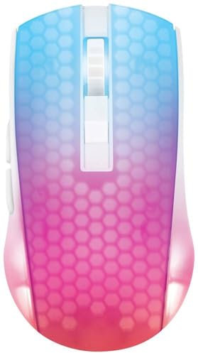 DELTACO GAMING WM89 Souris de Gaming Radio Optique Blanc, Transparent 6 Boutons 10000 dpi câble Amovible, éclairé, Mole