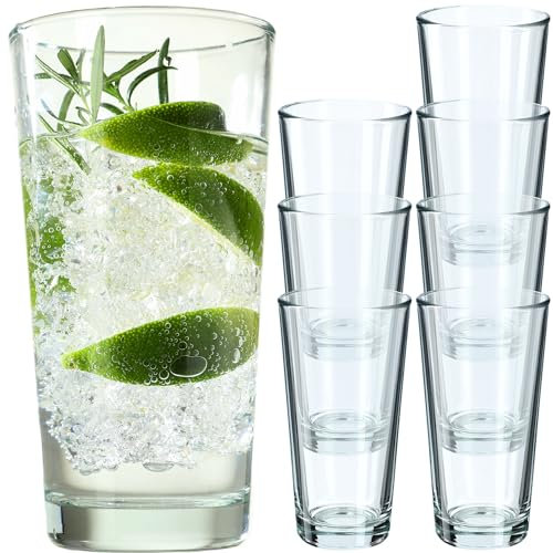 KADAX Bicchieri da cocktail in vetro resistente, lavabili in lavastoviglie, bicchieri universali, bicchieri per acqua, succhi di frutta, bevande o whisky (8 x 340 ml)