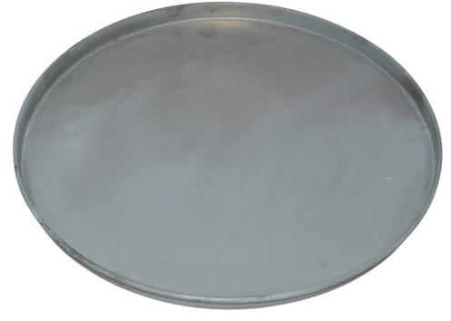 matches21 Edle Dekotablett für eine schöne Tischdeko auf dem Esstisch aus Metall - Rundes Deko Tablett in 22 Durchmesser - Schöner Vintage Dekoteller in grau für Tisch Deko