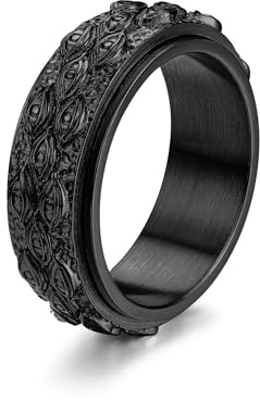 GTHIC Edelstahl Auge der Vorsehung Spinner Ring für Männer Frauen Schwarz Gothic Ring Alle Sehen Rotierende Band Ring Vintage Evil Eye Fidget Ringe Für Angst Schmuck Ringe Größe 10