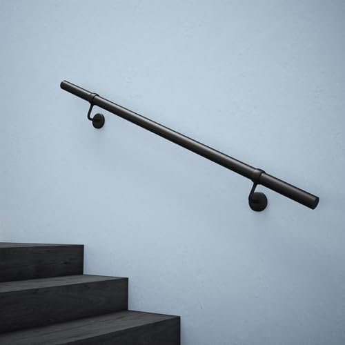 Rothley Matt Black Stair Hand Rail Kit 1.2M - Internal Staircase Steel Banniser, KMB1200
