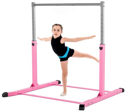 Mosebears Gymnastikstange, Heimgymnastikausrüstung für Kinder im Alter von 3–15 Jahren, stabile Stahlkonstruktion, rutschfest, einfach zu montieren, 90 bis 150 cm, höhenverstellbar