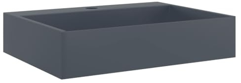 vidaXL Handfat 50x38x11 cm mineralgjuten/marmor antracit, badrumshandfat, handfat i mineralgjutet, tvättställ, gjutet handfat, fristående handfat