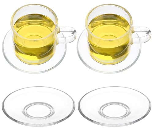 BIUDECO Runde Klare Glasuntertassen 4 Stück 9x9cm Runde Glasteller für Kaffee Teetassen und Snacks im Haushalt und Café
