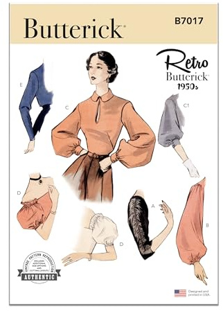 BUTTERICK sömnadsmönster B7017A uppsättning ärmar för klänningar och blusar A (S-M-L-XL)