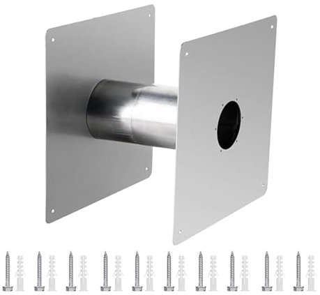 Edelstahl-Wandlüftung, doppelwandige Edelstahl-Entlüftung, feuerfeste direkte Temperatur-Wandlüftung, isolierter Wand-Fingerhut für Innenwasserbereiter, 6,9 cm, 1 x Rohr, 10 x Dehnschraube
