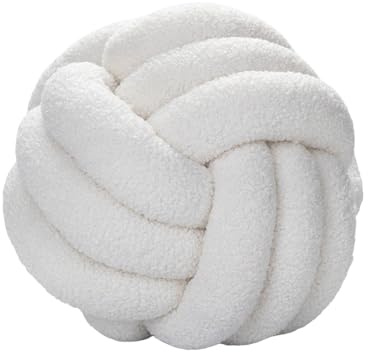 Fiauli Knotted Ball Throw Pillow,Hand-woven Decorative Knotted Ball Lamb Velvet,Soft Comfortable Knot Cushion Plush Bed Cushions Decoration for Home Bedroom Sofa Beige