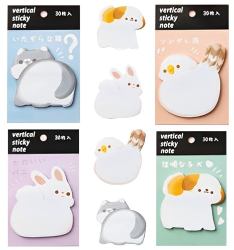 4 Pack Kawaii Kinderhaftnotizen, Tierförmiger Notizblock (120 Noten)