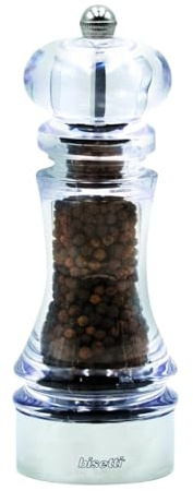 Macina Pepe Manuale Perugia in Acrilico, Macinino Manuale per Pepe con Macina in Acciao Temprato per Macinatura Precisa, Trita Pepe Resistente, Elegante e Made in Italy - BISETTI (18 cm)