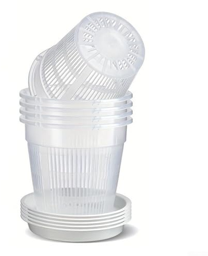 Macetas para orquídeas con orificios de drenaje, paquete de 6 para una gestión eficaz del agua y para raíces saludables (16 cm)