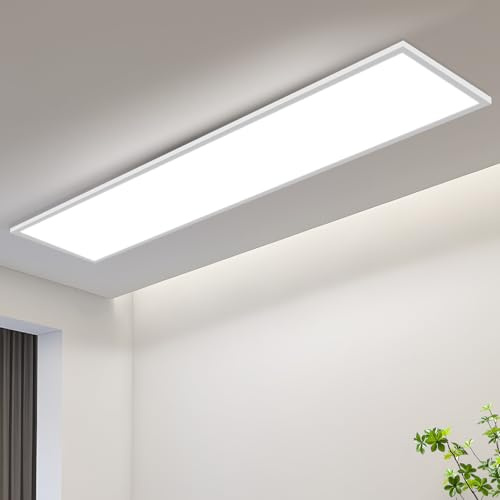 CBJKTX LED Panel 120x30 Deckenleuchte - Deckenpanel Dimmbar Lang Büro Deckenlampe mit Fernbedienung Flach Bürolampe 40W Küchenlampe Rechteckig Tageslichtlampe Decke für Wohnzimmer Werkstatt Flur Küche