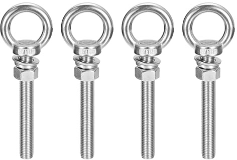 QUARKZMAN Boulon À Œil De Levage, 4 Ensembles Boulon À Œil M16 x 120mm Avec Écrou Rondelle 304 Acier Inoxydable Anneau De Levage À Épaulement Boulon À Œil Pour suspendu D'Article