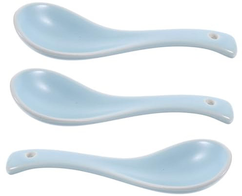 NAMOARLY 3piezas Cucharas De Cerámica Para Restaurante Sopa Gachas Reutilizables Colores Aleatorios