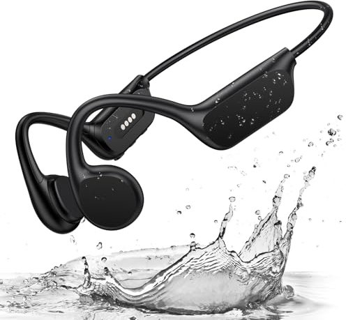Swimming Headphones Bluetooth 5.4, Bone Conduction Headphones, IPX8 Waterproof 32G MP3 Player Memory Underwater Head phones, Open Ear Wireless Sport Earphones with Mic for Swimming, Running, Cycling