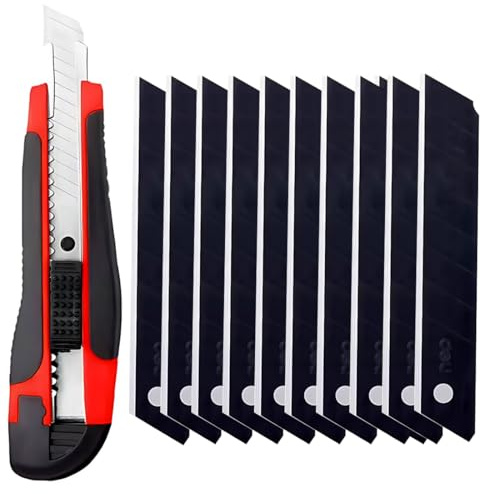 KYLOS Cutter Professionnel Multi - Function Toolbox Cutter Rétractable Auto - Charge Lourde Lame Rapide (10Pcs) Tpr + Pp Poignée Coupe Carton Ou Bricolage