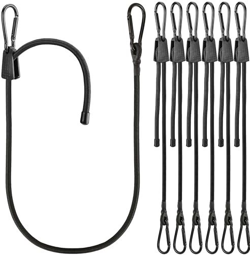 Verstellbar Spanngummi mit Karabiner, 120cm Expander mit Karabinerhaken, Gepäckspanner schwarz 6er Set, 100% Latex Gummispanner für Sonnensegel, Tarpaulins, Garten, Fahrrad, Auto, Ladung