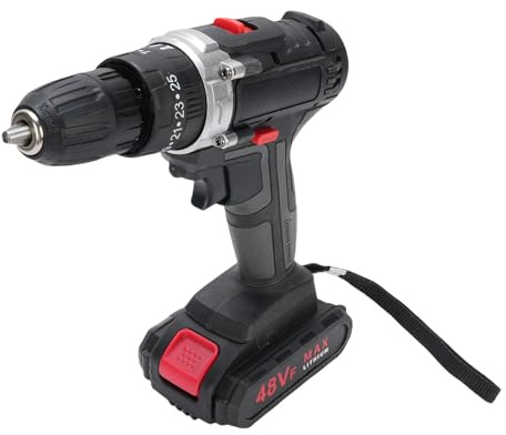 Fafeicy Conductor Inalámbrico de Perforación, Taladro de Alimentación sin Cepillo de 21 V 350W con 25 Configuraciones de Torque Luz Led de Batería de 1300 MAh para (Enchufe de la UE)