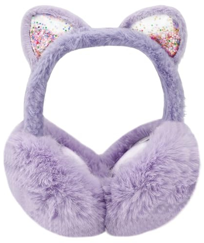 Mtbricey Foldable Fluffy Plush Ski Ear Covers - Earmuffs for Windproof Protection - Cute Winter Headband Ear Warmers for Girls & Women