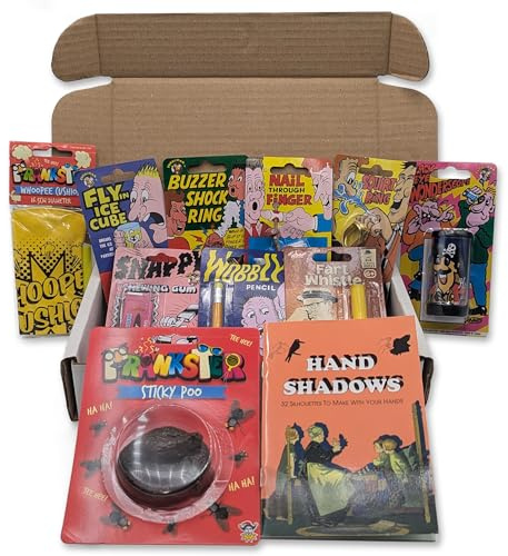 ihoot Pranks for Adults and Kids Mega Bundle | Party Bag Fillers For Kids, Practical Jokes, Set of 11 Funny Joke Box Toys including Whoopee Cushion and Squirt Ring | April Fools Day Prank Kit