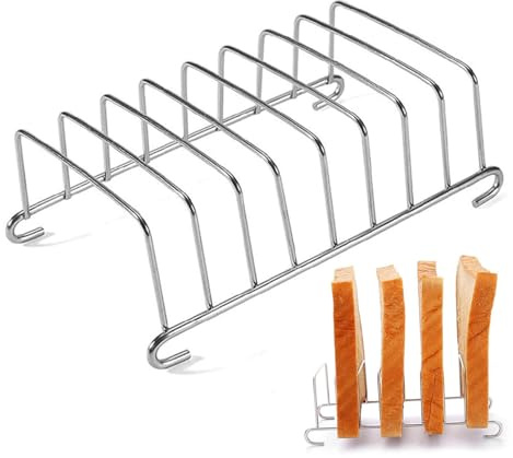 Gcroet Toast Rack, 8 Slots Slice Stainless Steel Bread Cooling Rack, 5.8 Inch Rectangle Bread, Reusable Toast Holder for Kitchen Restaurant Shop