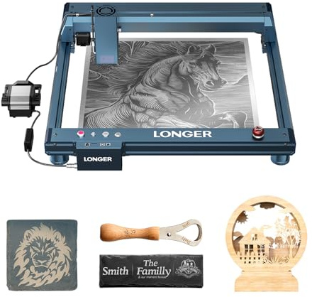 LONGER Laser Gravurmaschine B1 20W Lasergravierer mit Auto Air Assist, Arbeitsgeschwindigkeit bis 600 mm/s, DIY Laser Cutter für Holz & Metall, Papier, Acryl, Glas, Leder, Arbeitsbereich 450x440 mm