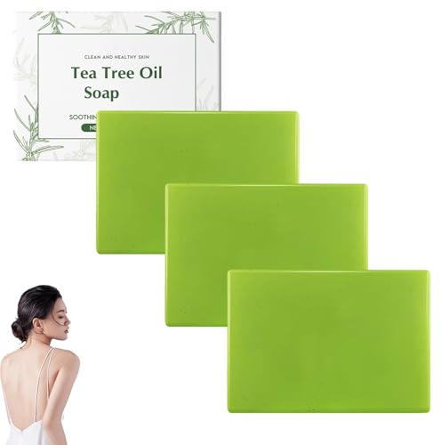 Teebaumölseife, natürliche Fuß- und Körperseifen für gesunde Haut, sanft reinigende Teebaumseifen, geruchskontrollierend und tiefenreinigend, erfrischend für jeden Tag (3pcs)