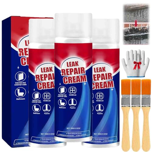 3Pcs Inbuyus Leak Sealant Spray,Leak Repair Waterproof Sealant Sprays With Brush,Multi-Surface Leakrepair Indoor And Outdoor Waterproof Coating,Fast Drying,Easy To Apply
