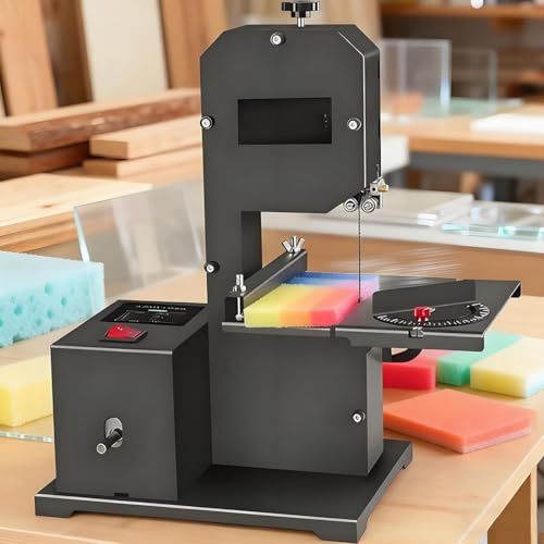 HuanEssentric Scie à Ruban sur Table Industrielle | Moteur 800W Cuivre (1750 TR/Min) | 70mm Capacité Coupe | Structure Métal Lourde | Sécurité Surintensité,pour Bois Dur,Acrylique