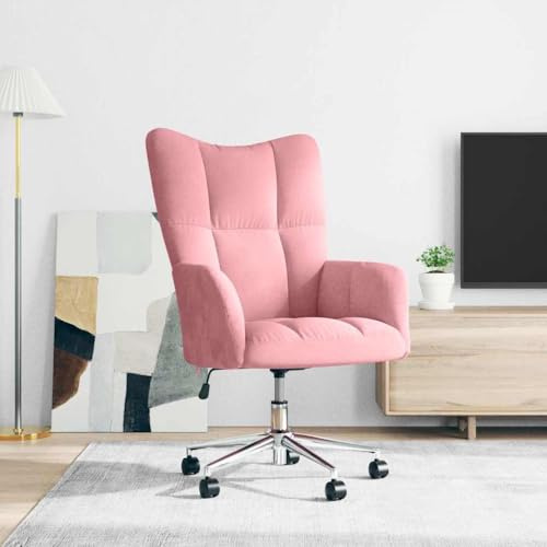 Owoxanthellate Relaxsessel Rosa Höhenverstellbar Drehbar 61,5x69x102 cm Samt Recamiere Modernes Design mit Rollen & Kreuzfuß für Wohnzimmer, Home-Office und Gaming-Ecke
