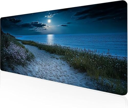 Musmatta månsken spelmusmatta spår stor skrivbordsmatta 800 x 400 x 3 mm, arbete från hem väsentligheter halkfri gummibas specialstruktur vattentålig yta slitstark för kontor bärbar dator Y1-1140