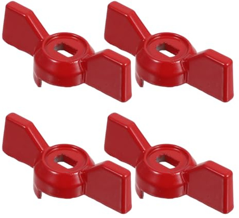 Mipcase 4pcs 8x6mm Replacement Valve Handles for Ball Valve Lever - Durable Aluminium Alloy Butterfly Tap Handle for Garden Hose Spigot Repair, Outdoor Water Tap and Gate Shut-Off - Red