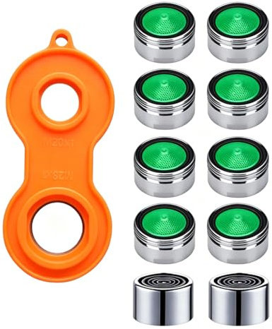 10 unidades de regulador de chorro de rosca exterior para grifo, colador, juego con filtro boquilla mezcladora para grifo, incluye llave mezcladora para cocina y baño, ahorro de agua