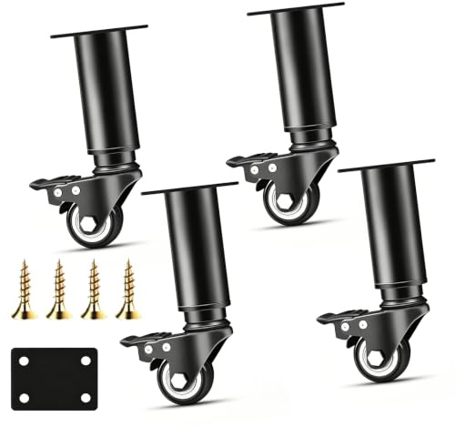 4 patas para muebles con ruedas giratorias, patas de mesa con ruedas, ruedas para muebles con freno, altura ajustable, ruedas de muebles con freno, ruedas de altura ajustable, ruedas pesadas para